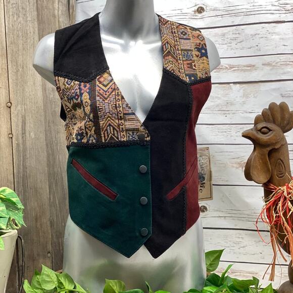 Katch Me Retro Cowboy NWT BoHo Vintage Western Suede Leather Vest M U - Picture 1 of 8